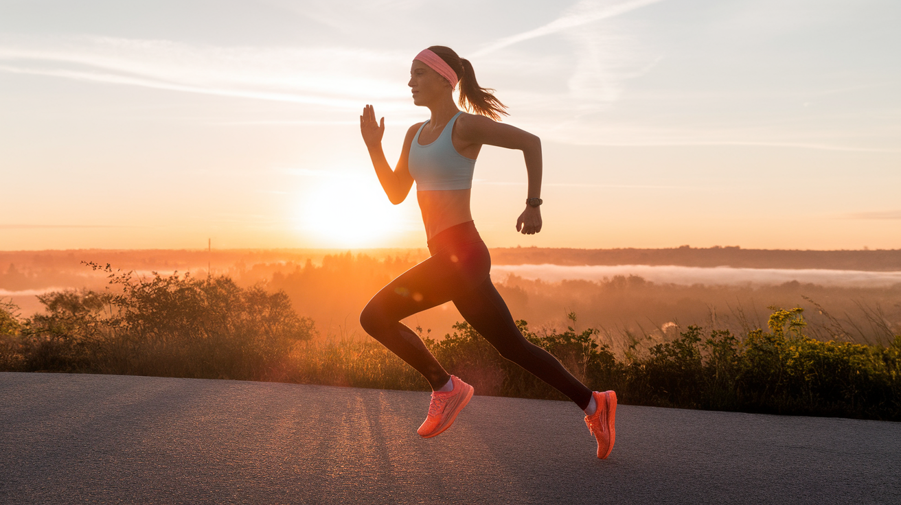 Personne énergique pratiquant des exercices matinaux dans un environnement naturel